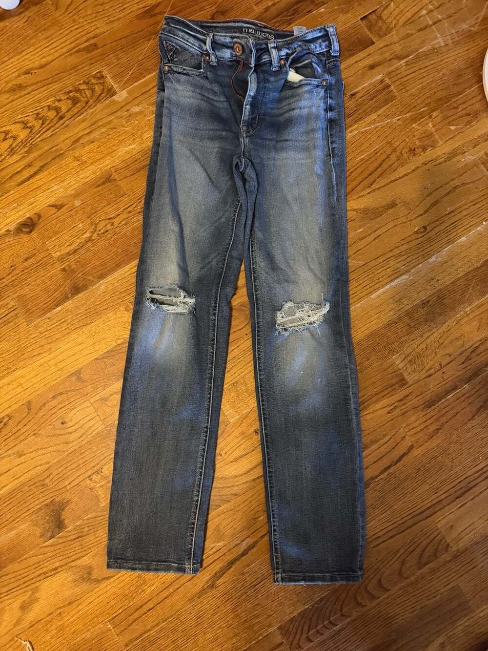 Maurices Distressed Medium Wash Straight Leg Jeans